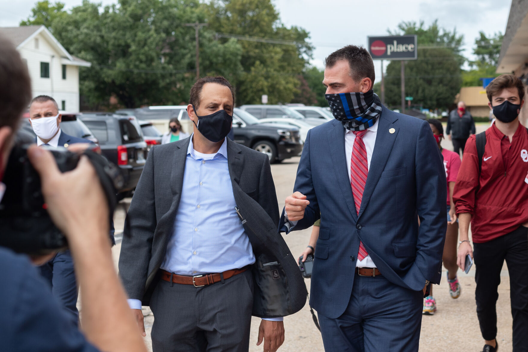 Oklahoma Governor Kevin Stitt and OU President Joseph Harroz